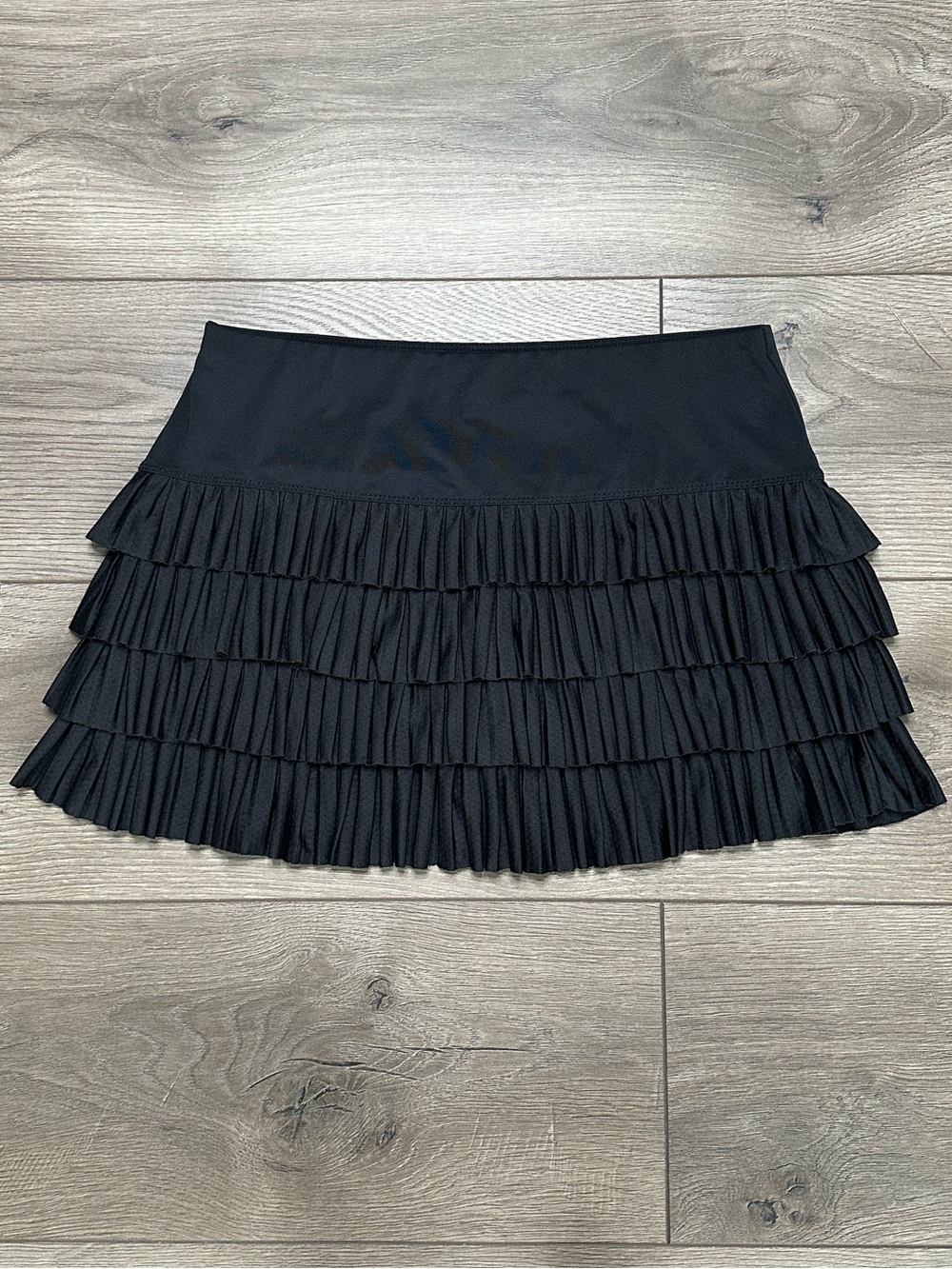 Lucky In Love Pleated Multi Tier Tennis Skirt Skort Black Size Medium